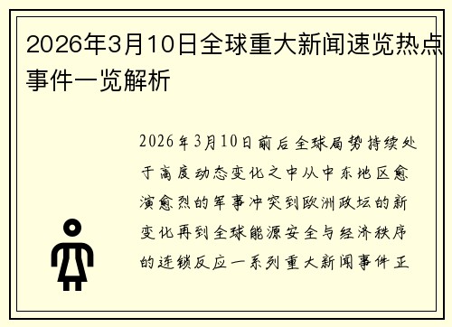 2026年3月10日全球重大新闻速览热点事件一览解析